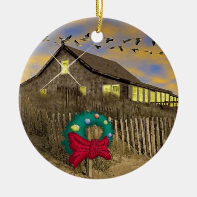 Strand-Haus-Weihnachtsverzierung Keramik Ornament (Vorne)