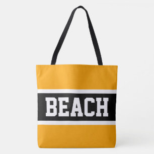 Strand Helles Gelb Orange Schwarz Weiß Streifen
