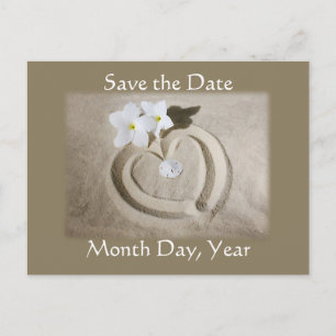 Strand-Herz im Sand - Save the Date Wedding Ankündigungspostkarte