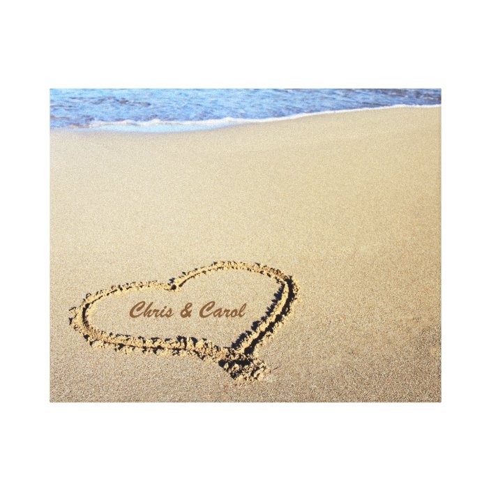 Strand Herz Leinwand Druck Mit Individuellen Namen Leinwanddruck Zazzle At