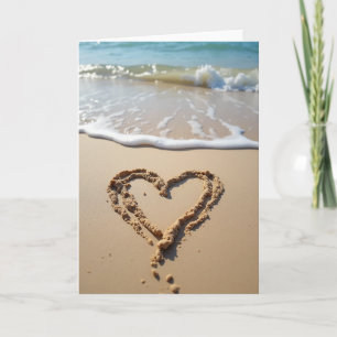 Strand-Herz-Liebes-Grußkarte Karte