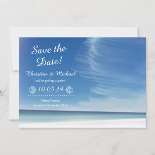 Strand-Himmel-Wolke u. Seashells-Save the Date Save The Date