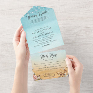 Strand-Hochzeit All In One Einladung