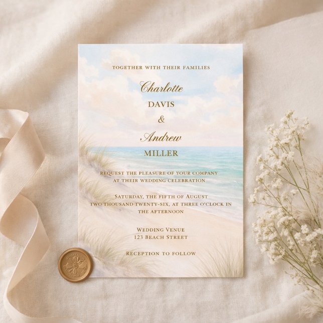 Strand Hochzeit am Meer Einladung (Von Creator hochgeladen)