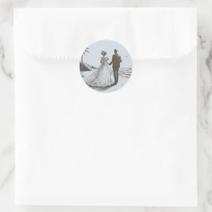 Strand-Hochzeit für Paare Runder Aufkleber