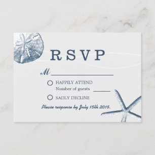 Strand Hochzeit Minimal Sand Dollar & Starfish UAW RSVP Karte