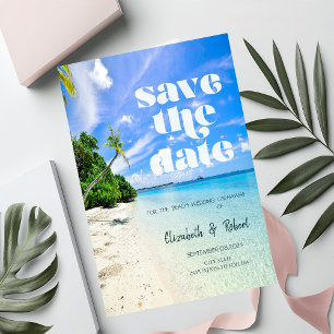 Strand Hochzeit Palmen Boot Save the Date
