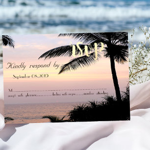 Strand Hochzeit Palmen Sonnenuntergang   Antwort e Einladung