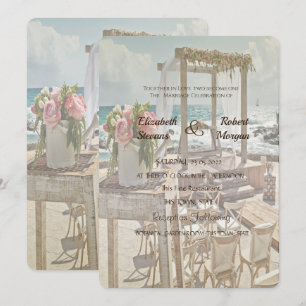 Strand-Hochzeit Retro-Bogen Einladung