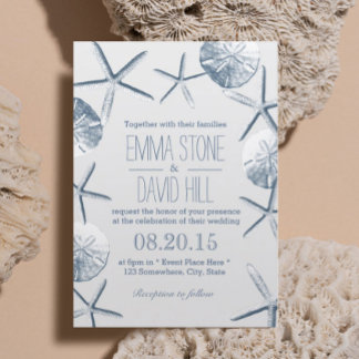 Strand Hochzeit rustikale Starfish & Sand Dollar Einladung