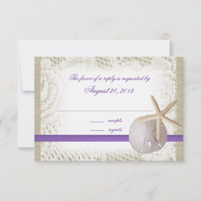 Strand Hochzeit Sand Dollar und Starfish RSVP Karte (Vorderseite)