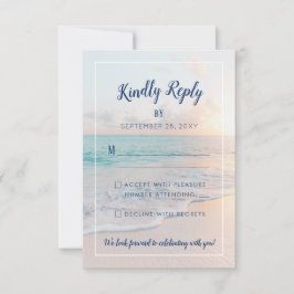 Strand Hochzeit Sandy Ocean Sunset RSVP Karte