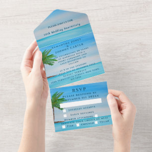 Strand Hochzeit Tropische Hochzeitsjubiläum All In One Einladung