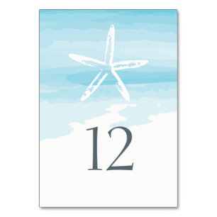 Strand-Hochzeits-Tabellen-Karte Tischnummer