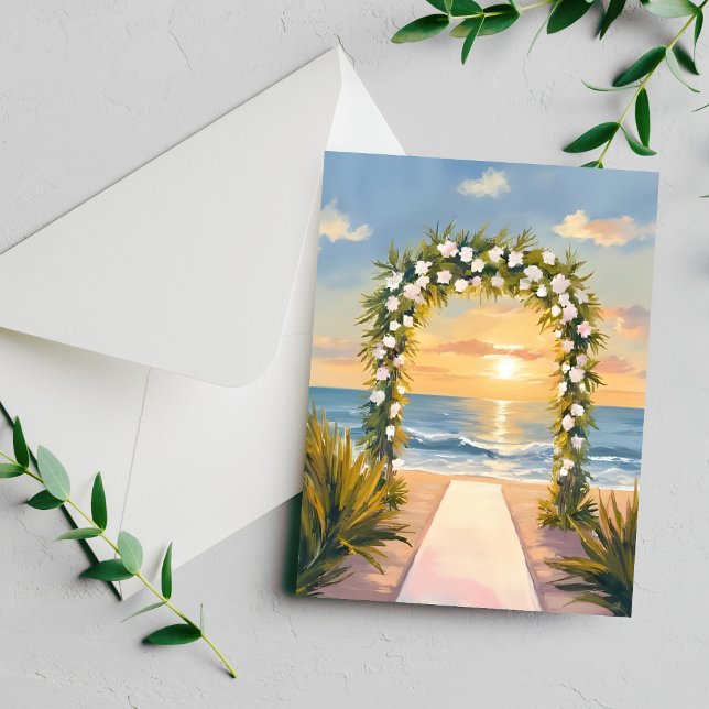 Strand-Hochzeitsbogen-Blumen-Aquarell-Karte (Von Creator hochgeladen)
