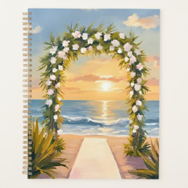 Strand-Hochzeitsbogen-Blumen-Wasserfarbe Planer