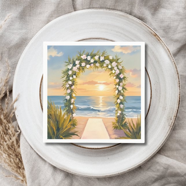 Strand-Hochzeitsbogen Floral Aquarell Serviette (Von Creator hochgeladen)