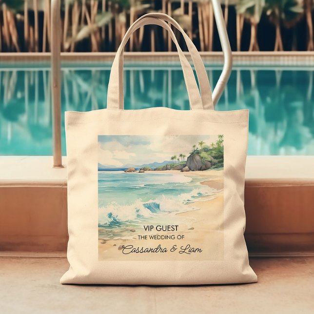 Strand-Hochzeitsgeschenk oder Willkommensgeschenk Tragetasche (Destination wedding welcome bag from the Summer Beach Wedding Collection by Darling & May)