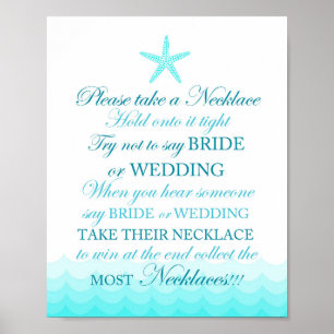 Strand Hochzeitsshower-Schild 8x10" Poster