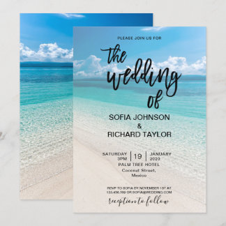 Strand Hochzeitsziel tropische Sommer Meer invi Einladung