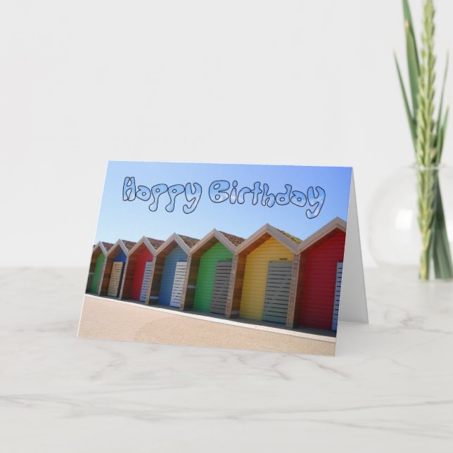 Strand-Hütten-Geburtstags-Karte Karte (Vorderseite)
