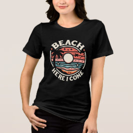 Strand Ich komme Retro-Sonnenuntergang Tri-Blend Shirt