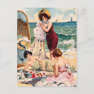 Strand-Illustrations-Postkarte KRW Vintage Postkarte