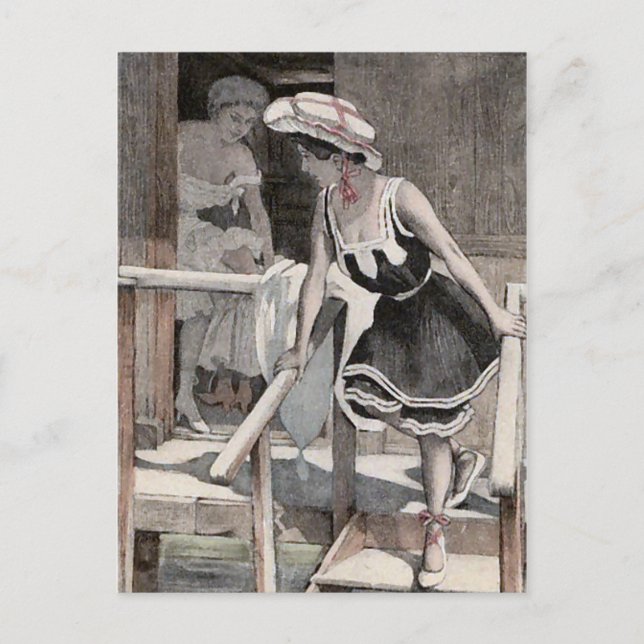 Strand-Illustrations-Postkarte KRW Vintage Postkarte (Vorderseite)