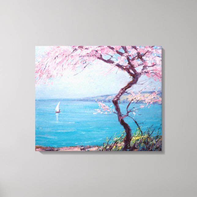 Strand in Biarritz, Frankreich (von Kimon Loghi) Leinwanddruck (Vorderseite)