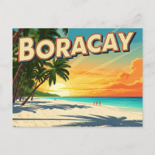 Strand in Boracay Philippinen Vintage  Postkarte