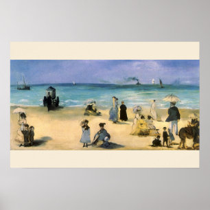 Strand in Boulogne bei Edouard Manet, Vintage Kuns Poster