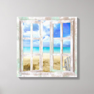 Strand in offene Hütte Leinwanddruck