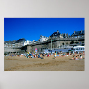 Strand in St. Malo, Frankreich Poster