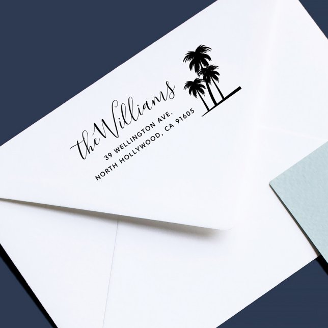 Strand Inspiriert Eleganter Name und Rücksendeadre Gummistempel (Beach Inspired Elegant Name and Return Address Rubber Stamp)