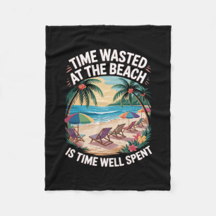 Strand ist Zeit, die mit Palmen Ozean Retro-Strand Fleecedecke