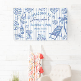 Strand JUNGGESELLINN Whimsical Blaue Flagge Banner