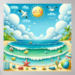 Strand-Kinderzimmerposter Poster
