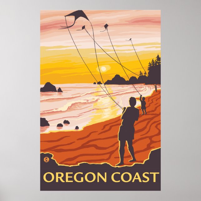 Strand & Kites - Küste von Oregon Poster (Vorne)