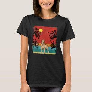 Strand-Kokosbaum-Retro-Grafik-Pitbull-Hund Summe T-Shirt