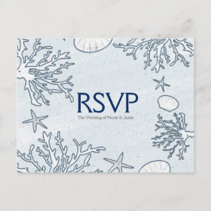 Strand Korallenriff Meeresschale & Seestern RSVP-K Einladungspostkarte