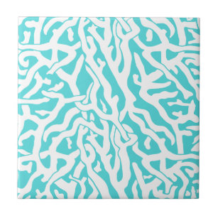 Strand-Korallenriff-Muster-weißes Nautischblau Fliese