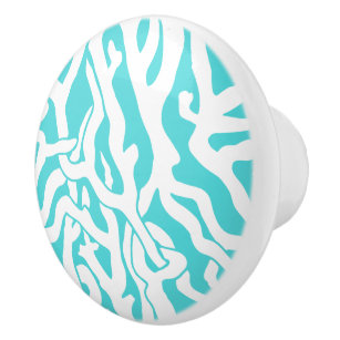 Strand-Korallenriff-Muster-weißes Nautischblau Keramikknauf