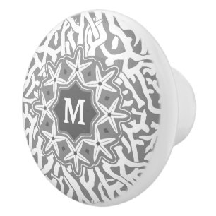 Strand-Korallenriffstarfish-Monogramm im Grau Keramikknauf