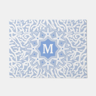 Strand-Korallenriffstarfish-Monogramm im grauen Fußmatte