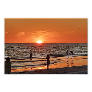 Strand-Kunst am Sonnenuntergang Küsten-Ozean-Dekor Fotodruck