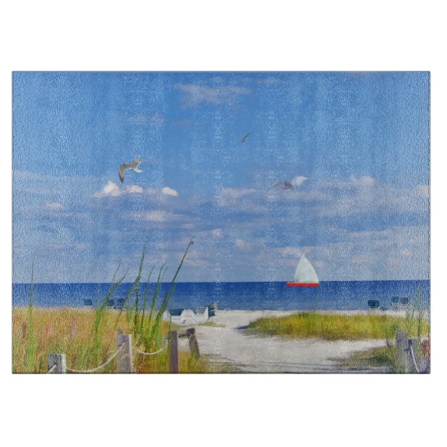 Strand, Küste und Vögel Schneidebrett (Vorderseite)