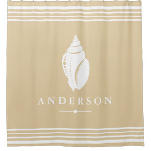 Strand Küste White Seashell   PERSONALISIERT Duschvorhang