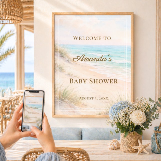 Strand Küsten Baby Shower Willkommen Poster (Von Creator hochgeladen)