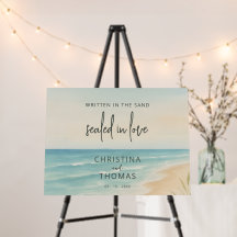 Strand Küsten-Elopement-Hochzeits-Willkommensschil