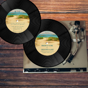Strand Küsten Vinyl Schallplatte Hochzeit Einladung